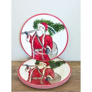 Santa Melamine Father Christmas Dinner Plates 10" Target Threshold 2014 Set Of 4